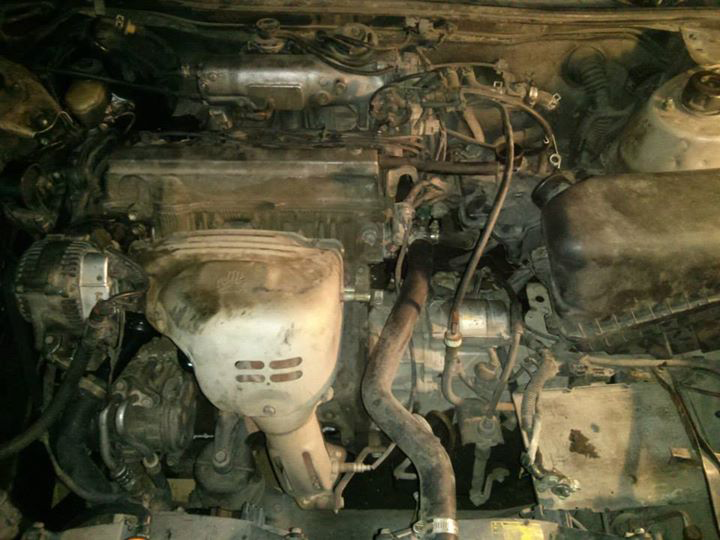 Damaged car engine